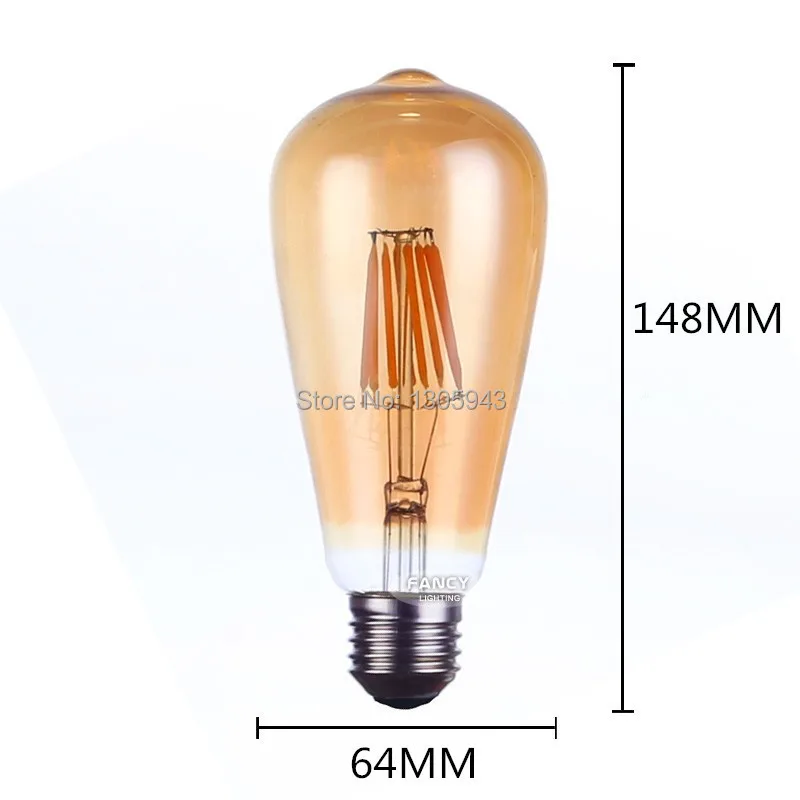LED Edison Filament Bulbs Golden Art Lights ST64 Dimmable E27 B22 2W 4W 6W 8W 10W 12W 220V 110V 2700K 360 Degree Energy Lamps