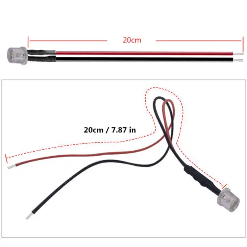 20pcs 3mm/5mm 5V 12V 24V LED Red RGB Pre-Wired Water Clear Flat LED Light Emitting Diodes