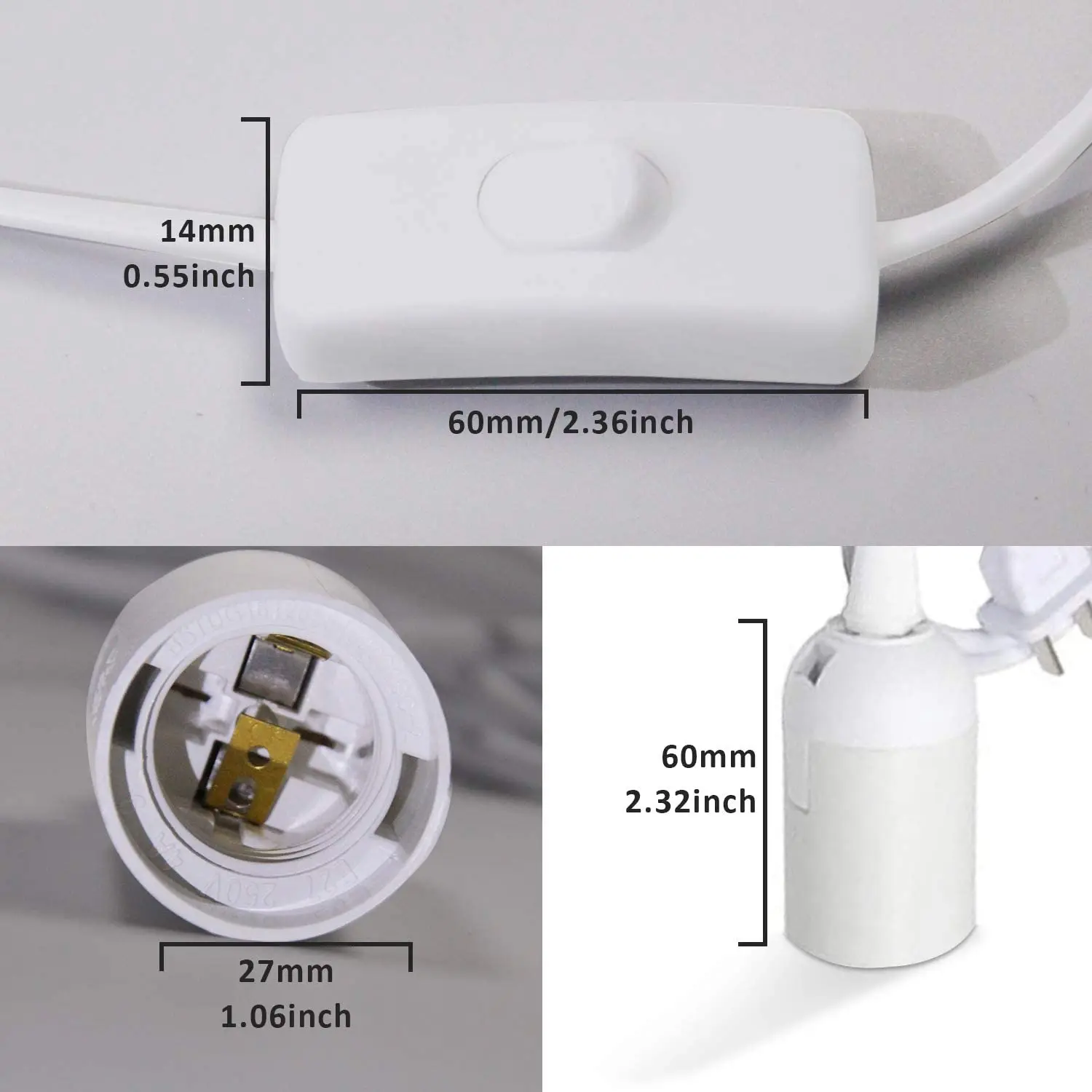 EU Plug 1.8m Power Cord Cables E27 Lamp Base Holder With Switch Wire For Pendant Led Bulbs Fixture Hanglamp Suspension Socket