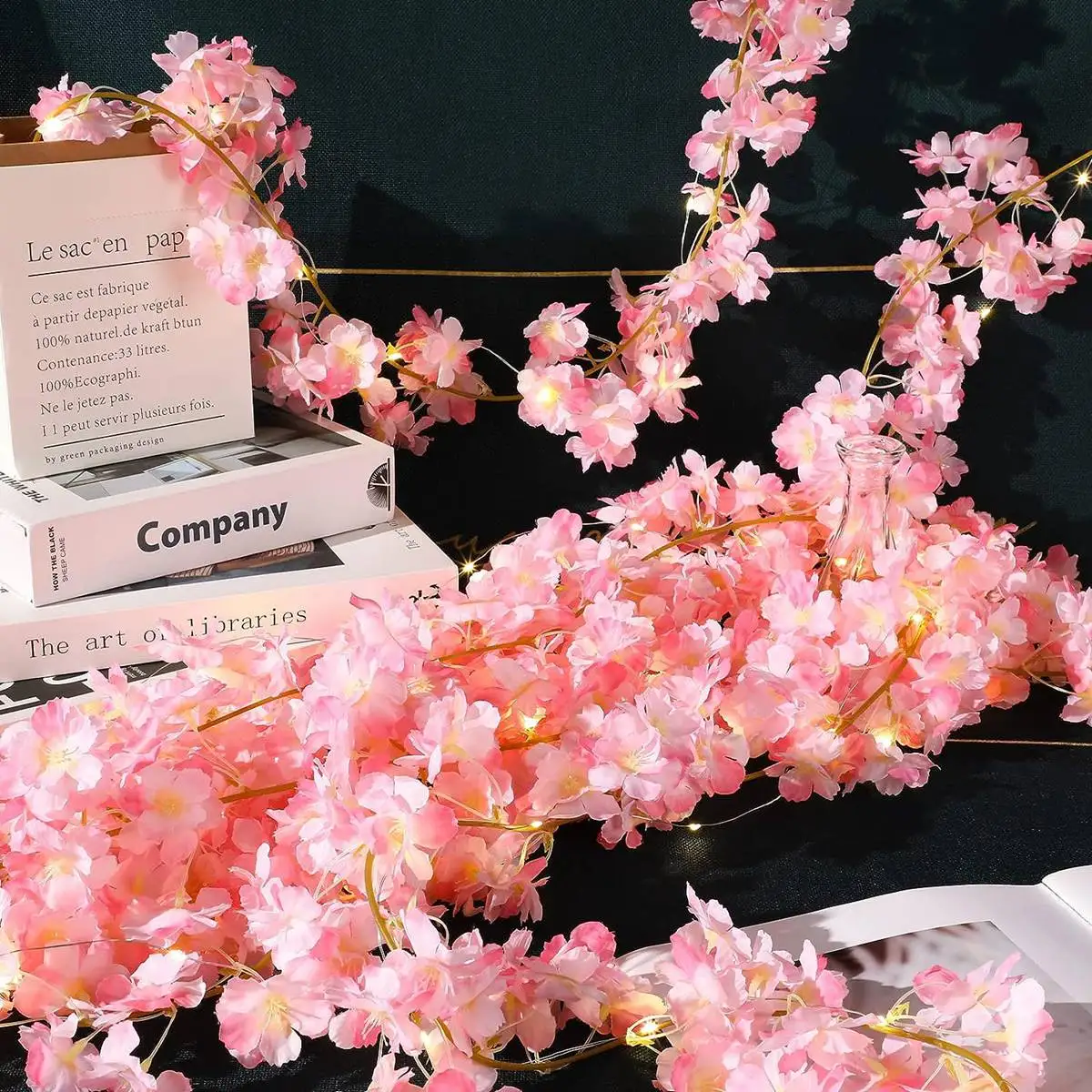 1PC Cherry Blossom String Light 20LED Garland Artificial Flower Garland Vines Fairy Lights For Bedroom Wedding Party Decoration