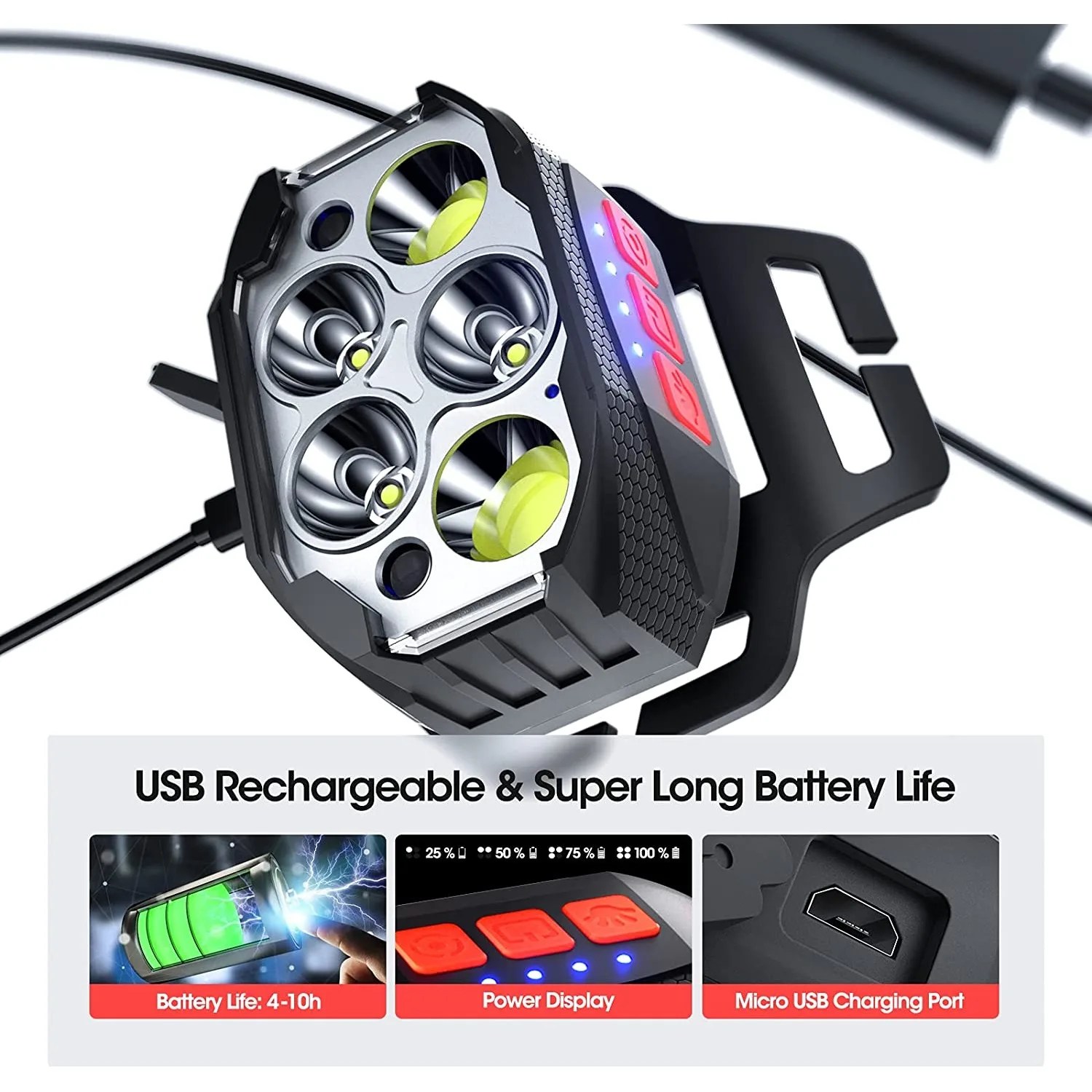 1500 Lumens Usb Rechargeable Headlight 7 Modes Motion Sensor Head Light Waterproof Headlamp Sports Camping Portable Flashlight
