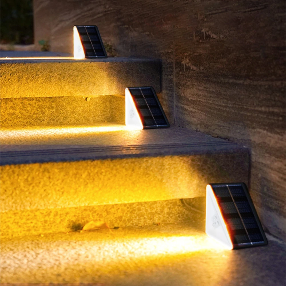Outdoor Solar Step Lights, Warm White & RGB, IP67 Waterproof, Auto On, for Patio, Yard, Driveway, Porch Decoration