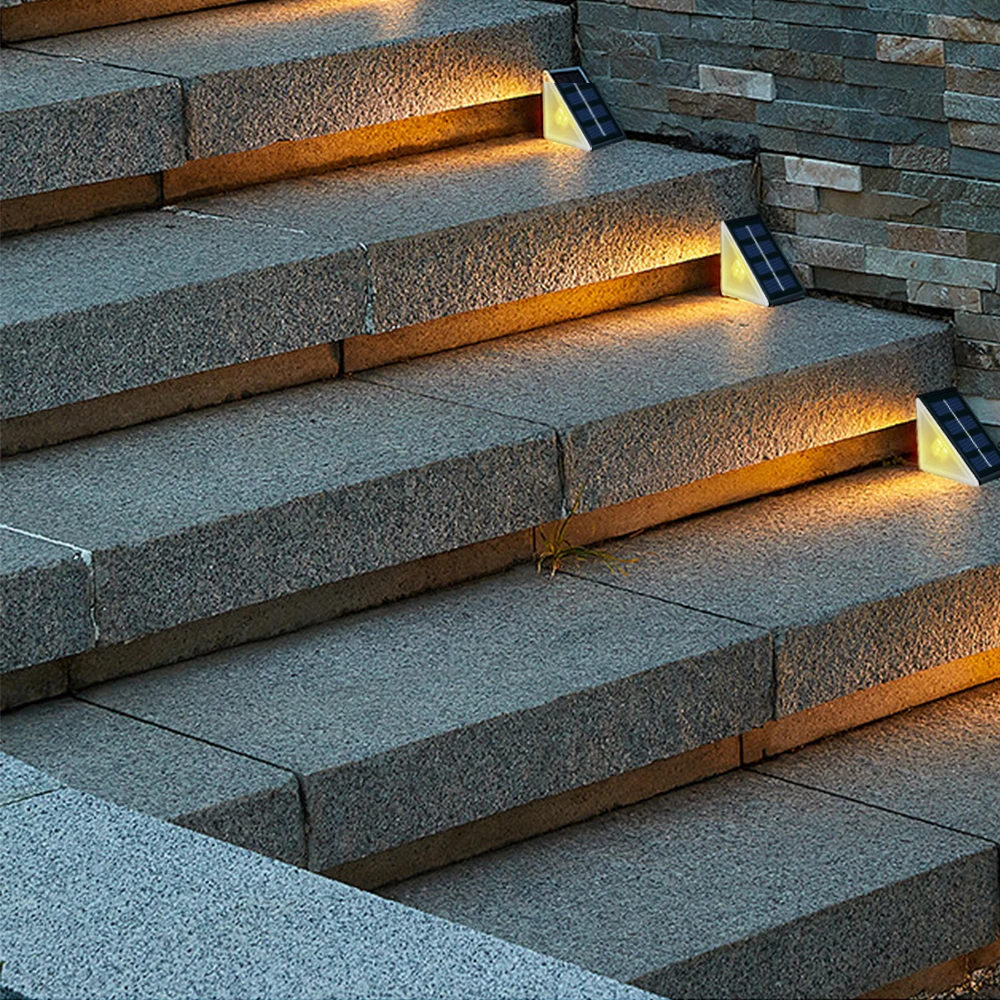 Outdoor Solar Step Lights, Warm White & RGB, IP67 Waterproof, Auto On, for Patio, Yard, Driveway, Porch Decoration