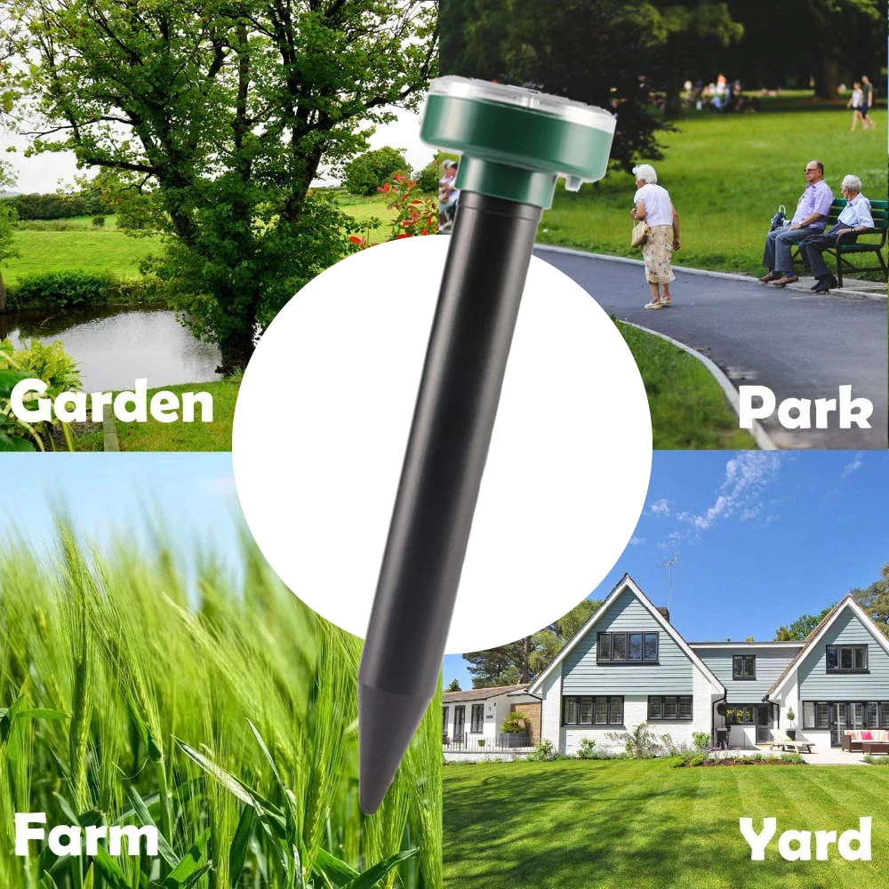 1/2/4/8 Solar Powered Ultrasonic Sonic Mole Pest Rodent Repeller Repellent Yard Outdoor Lamp Backyard Farmland Mouse Repeller