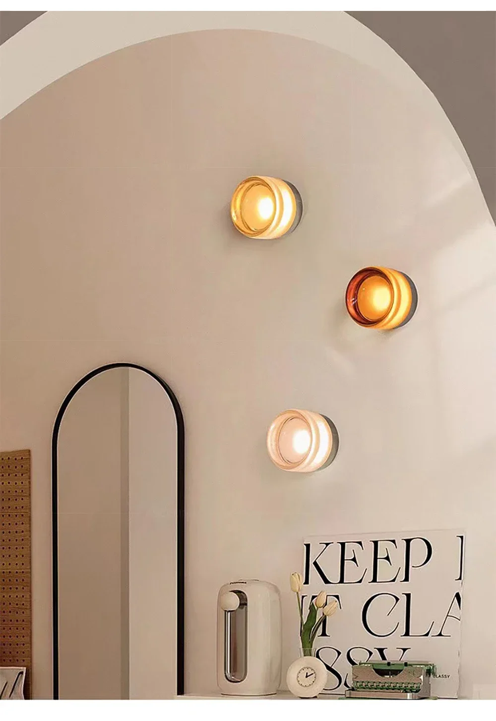 Modern LED Wall Lamp Living Room Amber Jelly Decor Wall Sconces Corridor Study Dining Room Home Decoration Smokey Grey Fixture