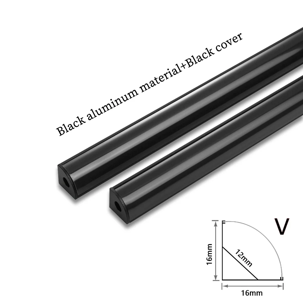 Black Cover 1-30 Pieces/Pack LED Aluminum Profile 0.5m/Piece U/V Shape Suitable For 8-12mm LED Light Strip Housing Channel