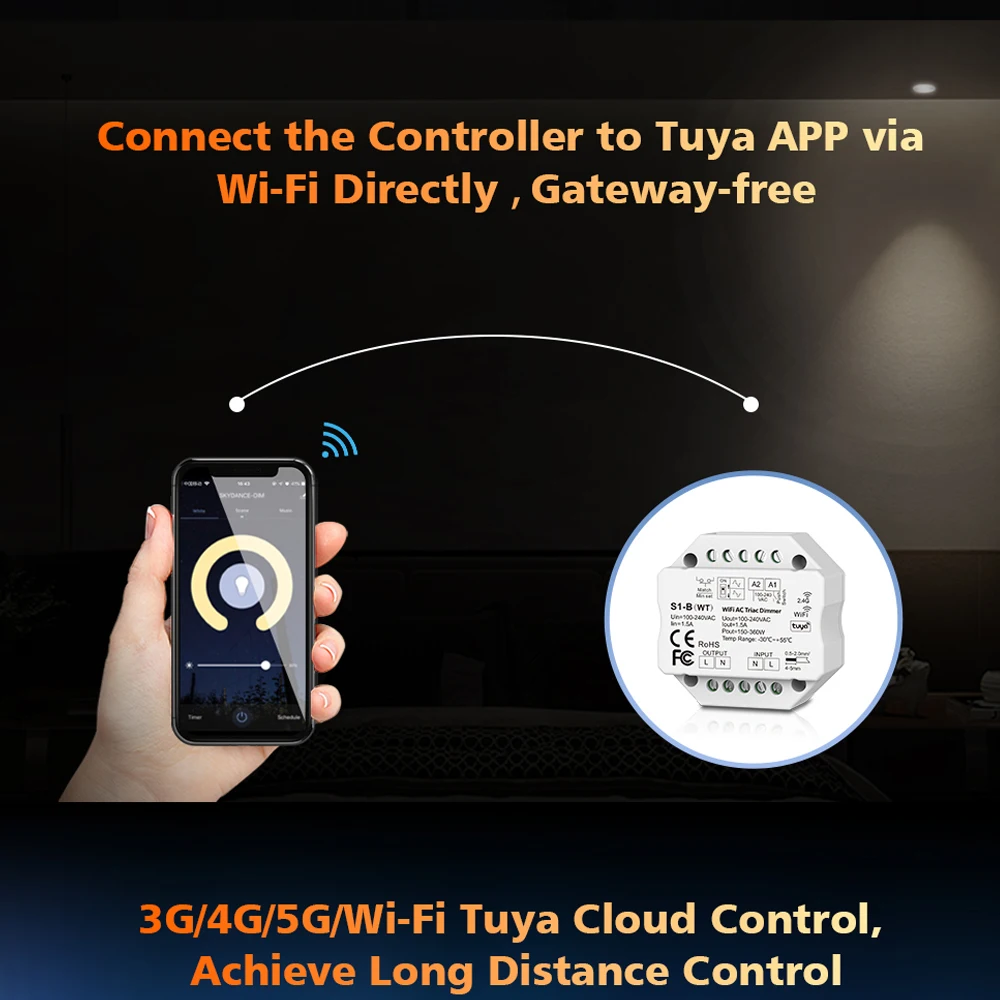 Tuya Smart Life WiFi RF AC Triac Dimmer LED Controller Push Switch 110V 220V 230V Wireless Remote Smart Home Alexa Google Home