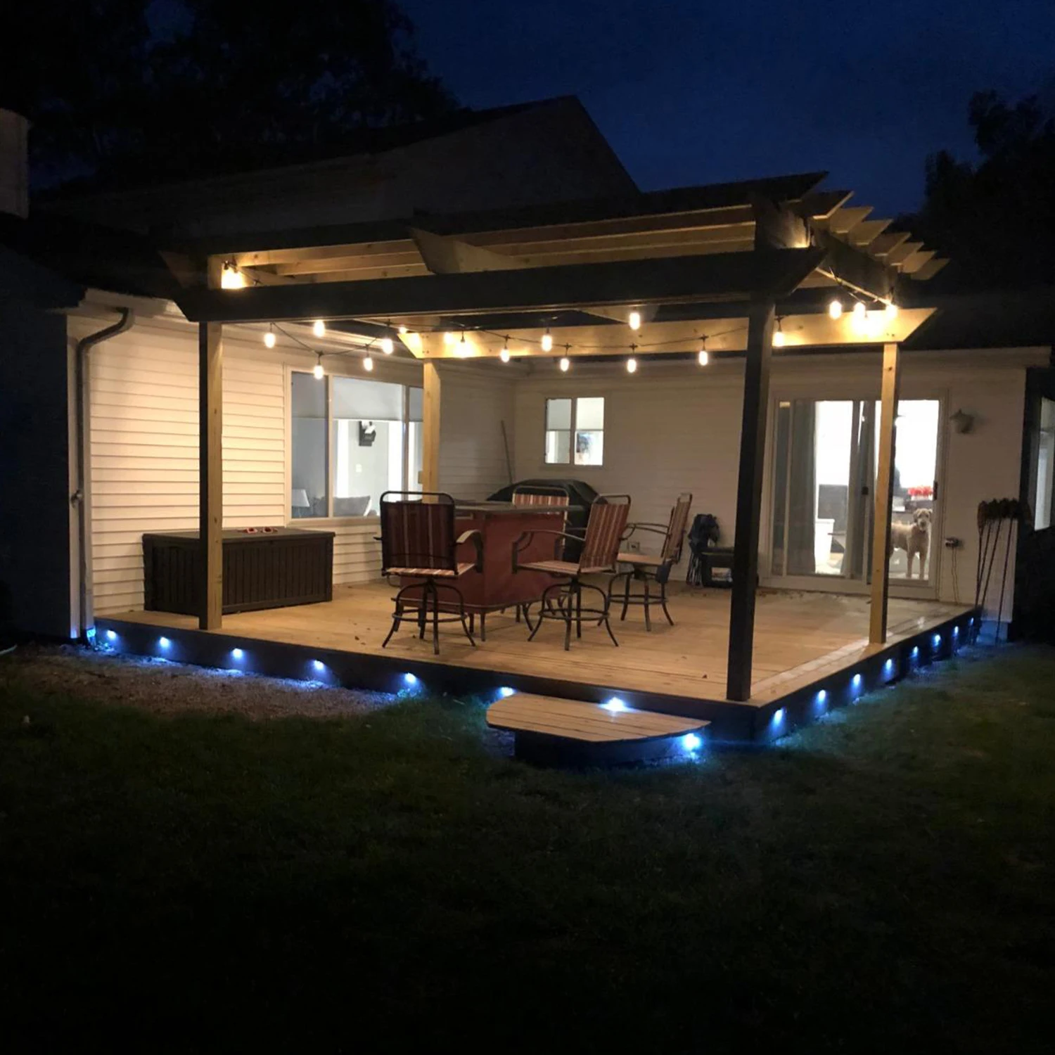 QACA WIFI RGB LED Deck Ligths IP67 Waterproof Colorful Outdoor Recessed Lighting for Yard Garden Deck Scenery Stairs Patio Step