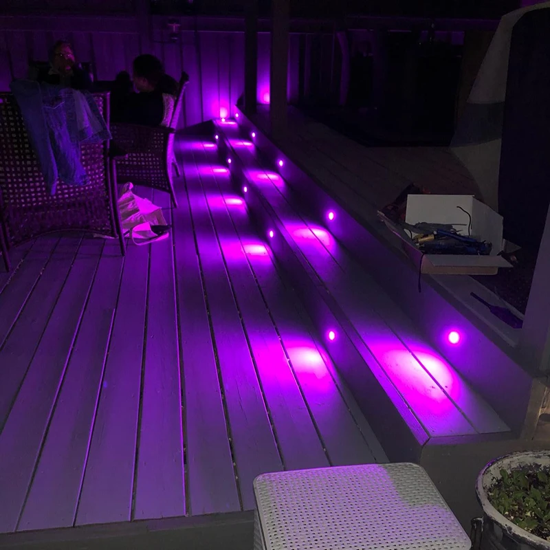 QACA WIFI RGB LED Deck Ligths IP67 Waterproof Colorful Outdoor Recessed Lighting for Yard Garden Deck Scenery Stairs Patio Step