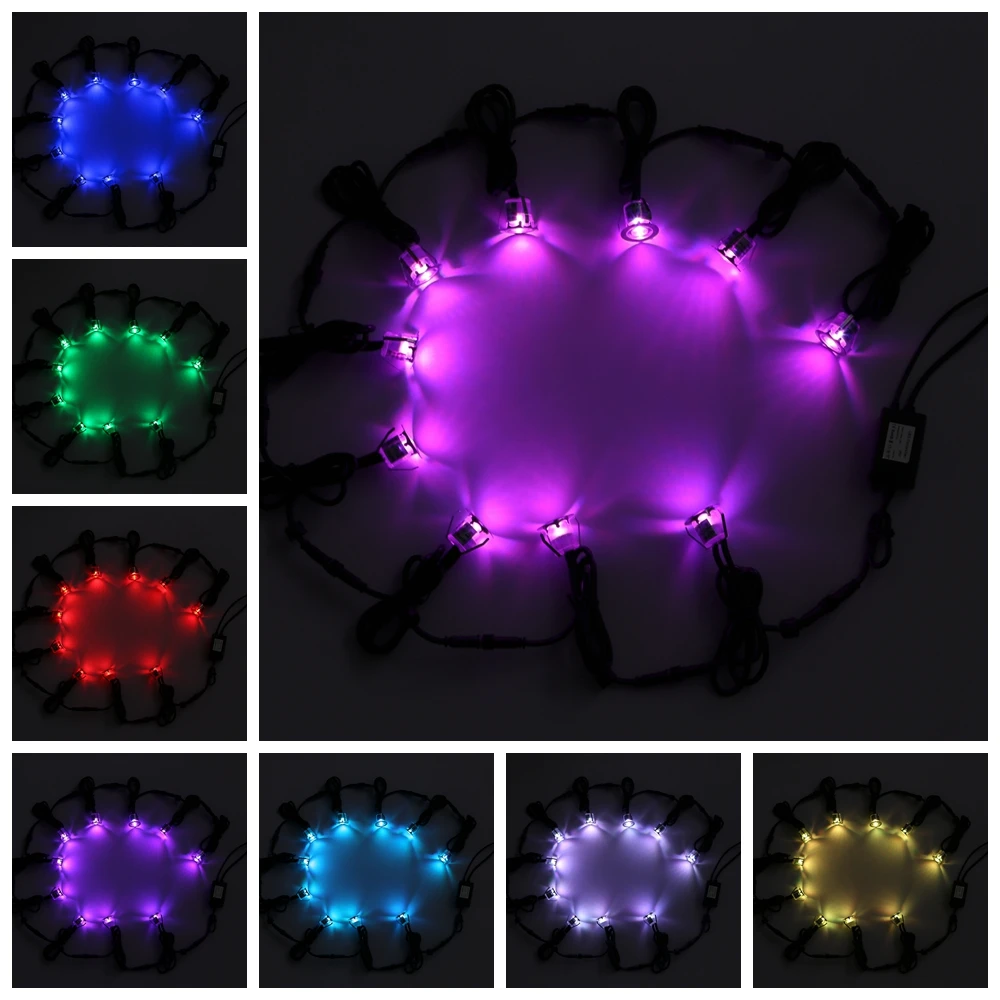 QACA WIFI RGB LED Deck Ligths IP67 Waterproof Colorful Outdoor Recessed Lighting for Yard Garden Deck Scenery Stairs Patio Step