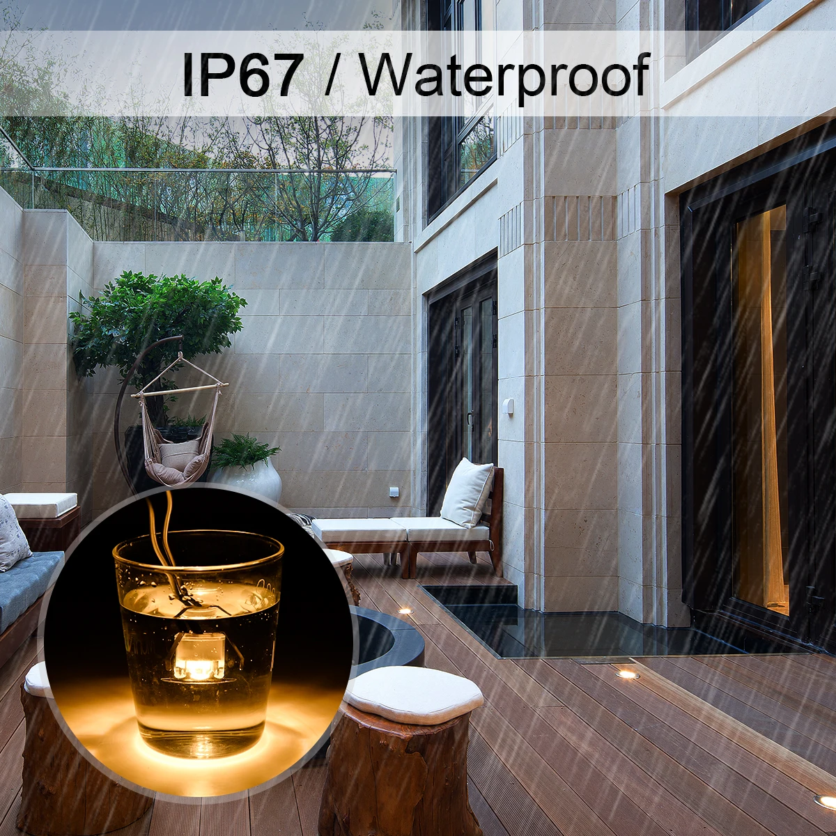 QACA WIFI RGB LED Deck Ligths IP67 Waterproof Colorful Outdoor Recessed Lighting for Yard Garden Deck Scenery Stairs Patio Step