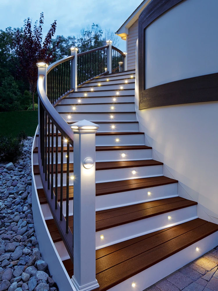 QACA WIFI RGB LED Deck Ligths IP67 Waterproof Colorful Outdoor Recessed Lighting for Yard Garden Deck Scenery Stairs Patio Step