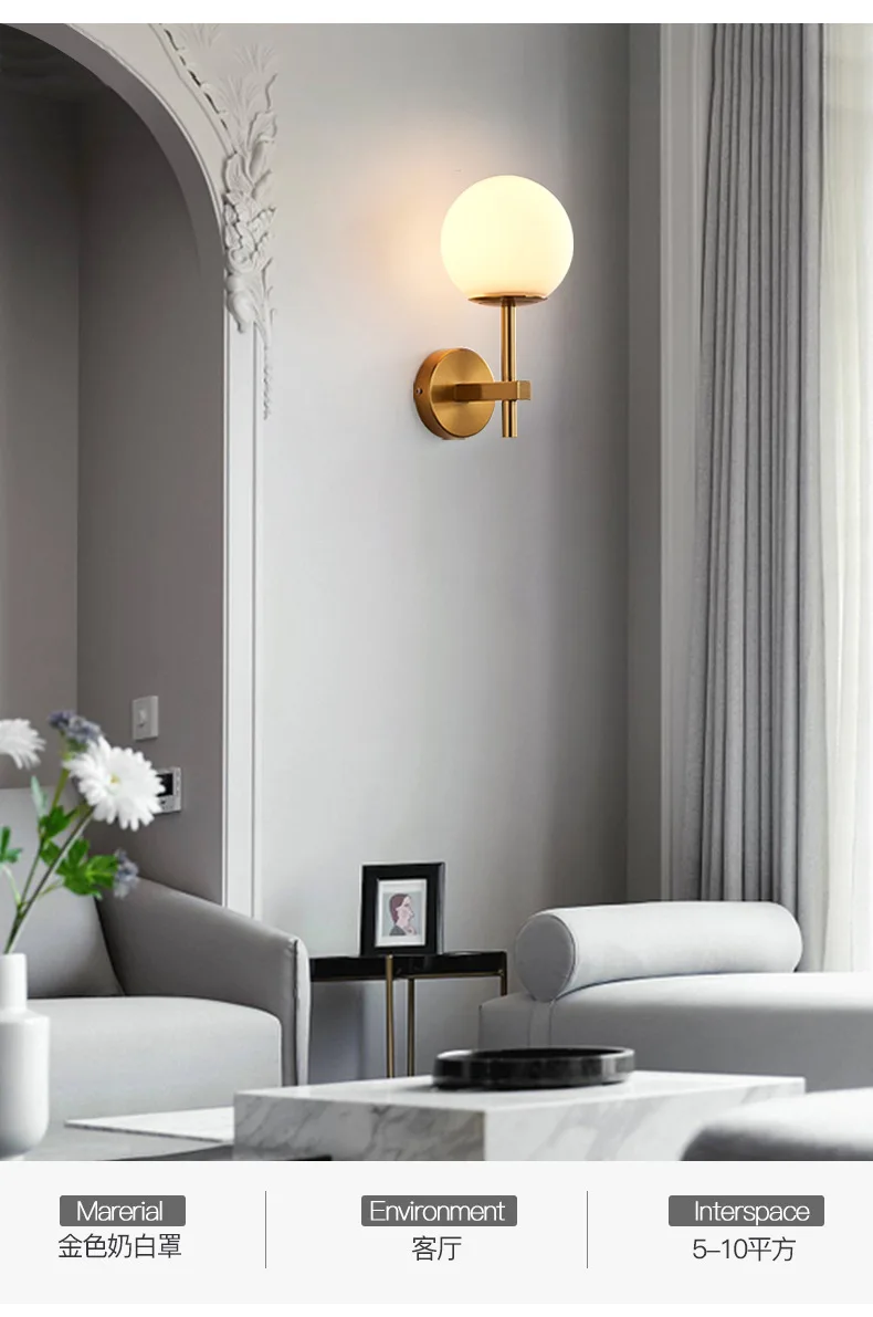 Nordic Modern LED Wall Lamp Sconce Beside Bedroom Bathroom Mirror Stair Light Glass Ball Wall light Luminaira Lighting Fixtures