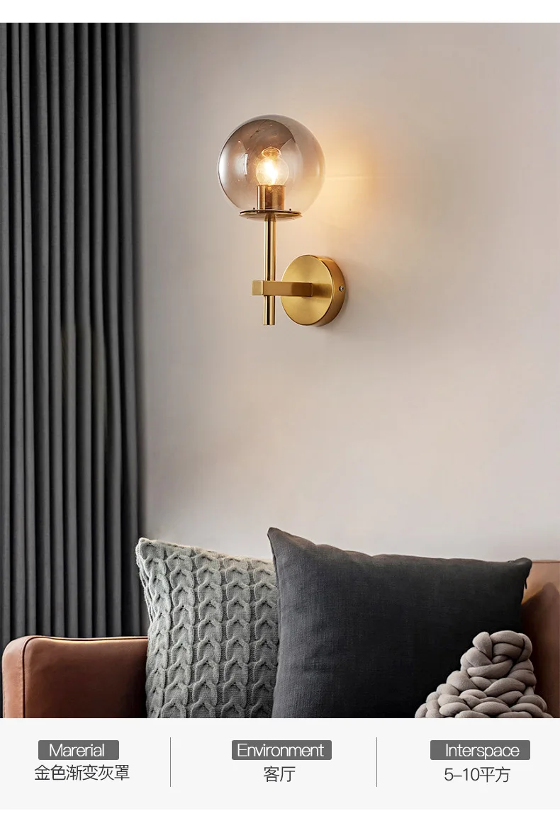 Nordic Modern LED Wall Lamp Sconce Beside Bedroom Bathroom Mirror Stair Light Glass Ball Wall light Luminaira Lighting Fixtures