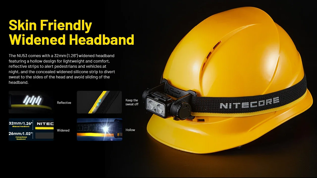 NITECORE NU53 Rechargeable Headlamp 1800Lumens 8 x NiteLab UHE LEDs Built-in 6000mAh Battery For Hiking/Trekking, Trail Running