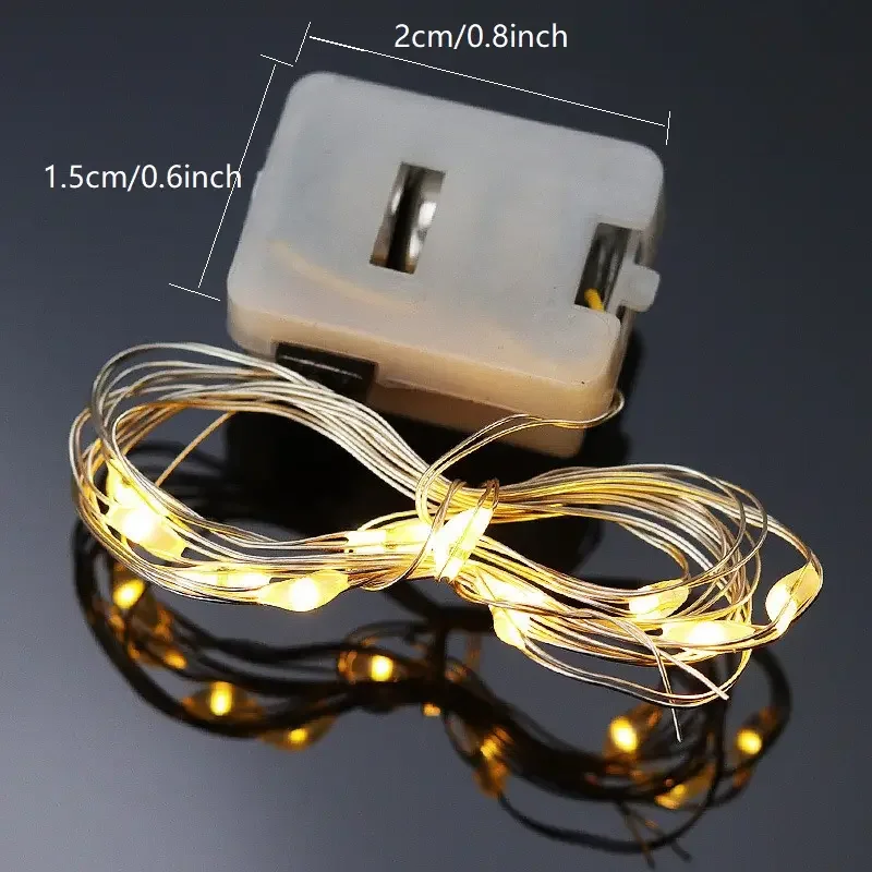 10pcs LED Fairy Light Battery Powered String Lights Waterproof Silver Wire Moon Light For DIY Wedding Party Bedroom Cake Decoar