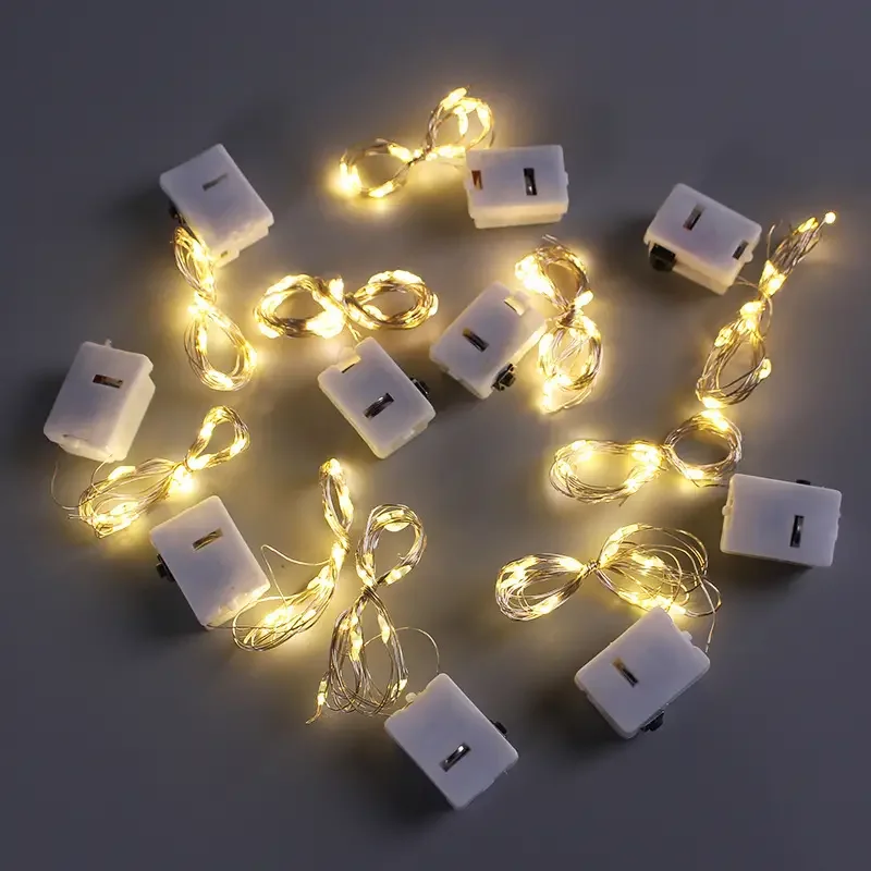 10pcs LED Fairy Light Battery Powered String Lights Waterproof Silver Wire Moon Light For DIY Wedding Party Bedroom Cake Decoar