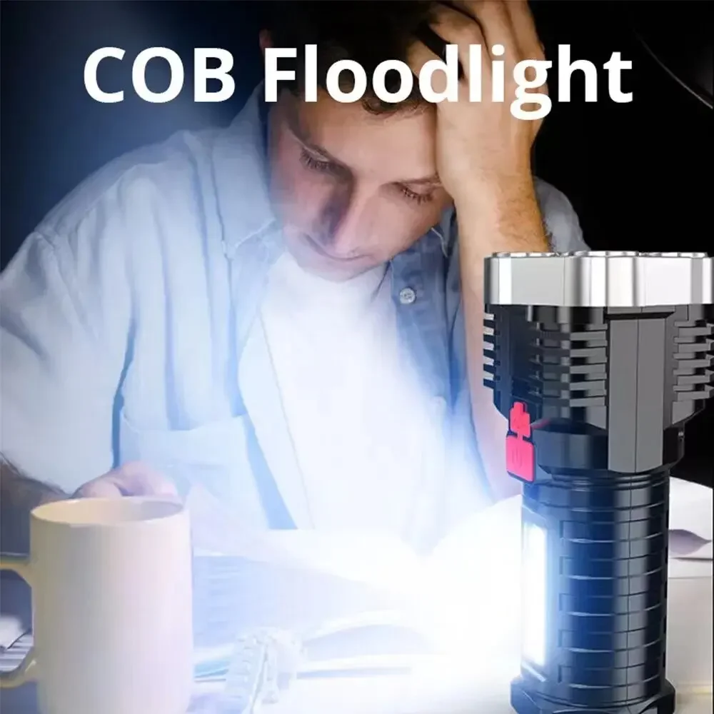 Flashlight High Lumens Rechargeable,Powerful Tactical Flashlights,COB Light,IPX6 Waterproof Flash Light for Camping,Emergencies