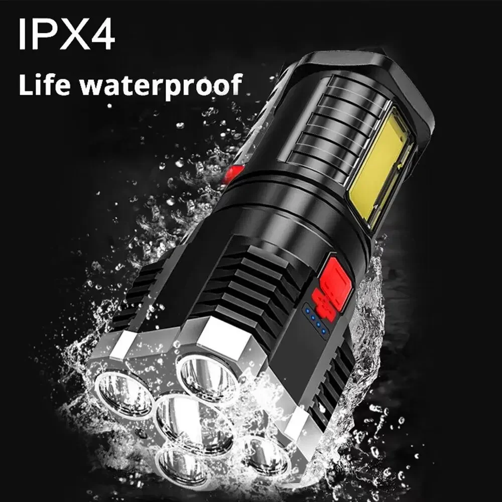 Flashlight High Lumens Rechargeable,Powerful Tactical Flashlights,COB Light,IPX6 Waterproof Flash Light for Camping,Emergencies