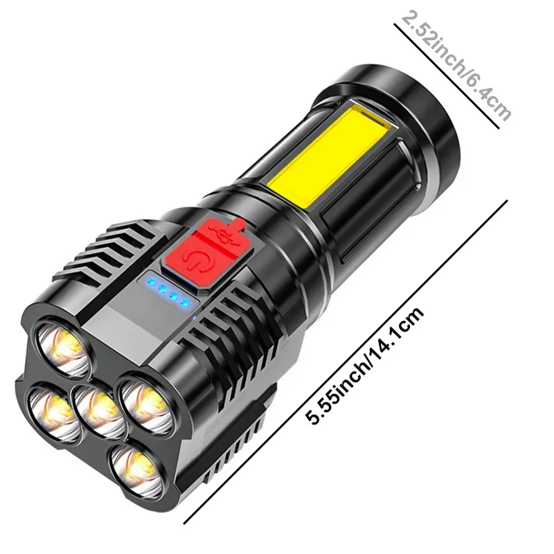 Flashlight High Lumens Rechargeable,Powerful Tactical Flashlights,COB Light,IPX6 Waterproof Flash Light for Camping,Emergencies