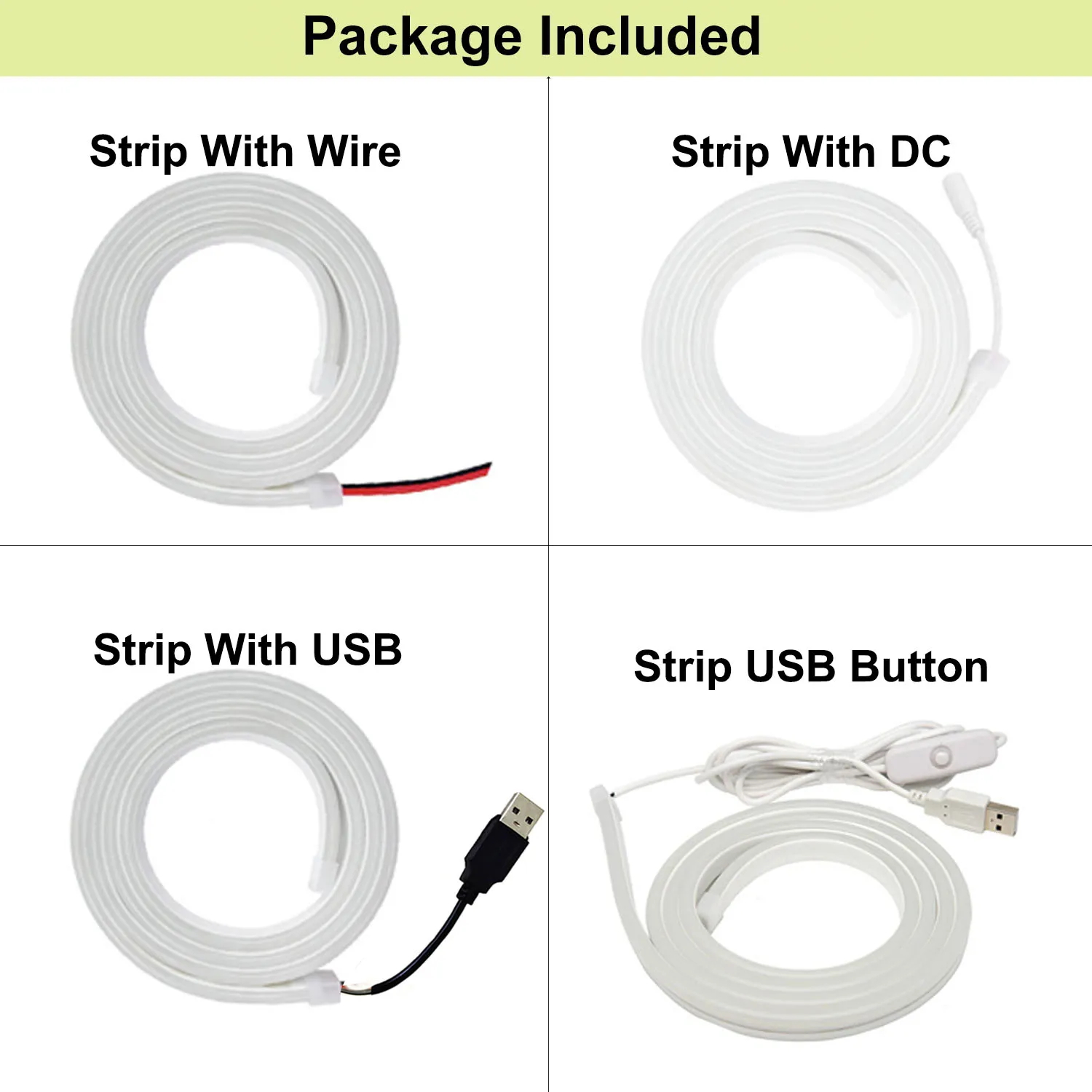 DC5V USB/Wire/DC Neon Strip Light Waterproof 5mm-6mm Narrow Rope Flexible Tape Silicone Tube Bar DIY Sign Red Green Blue Yellow