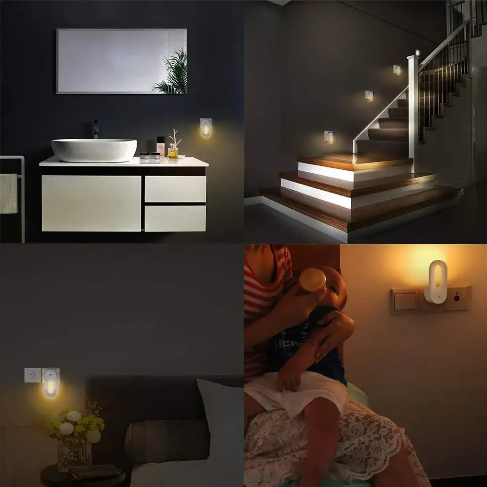 LED Night Light EU/US Plug Wall Socket With Twilight Sensor Warm White Lamp Energy Saving For Kids Room Bedroom Night Lamp