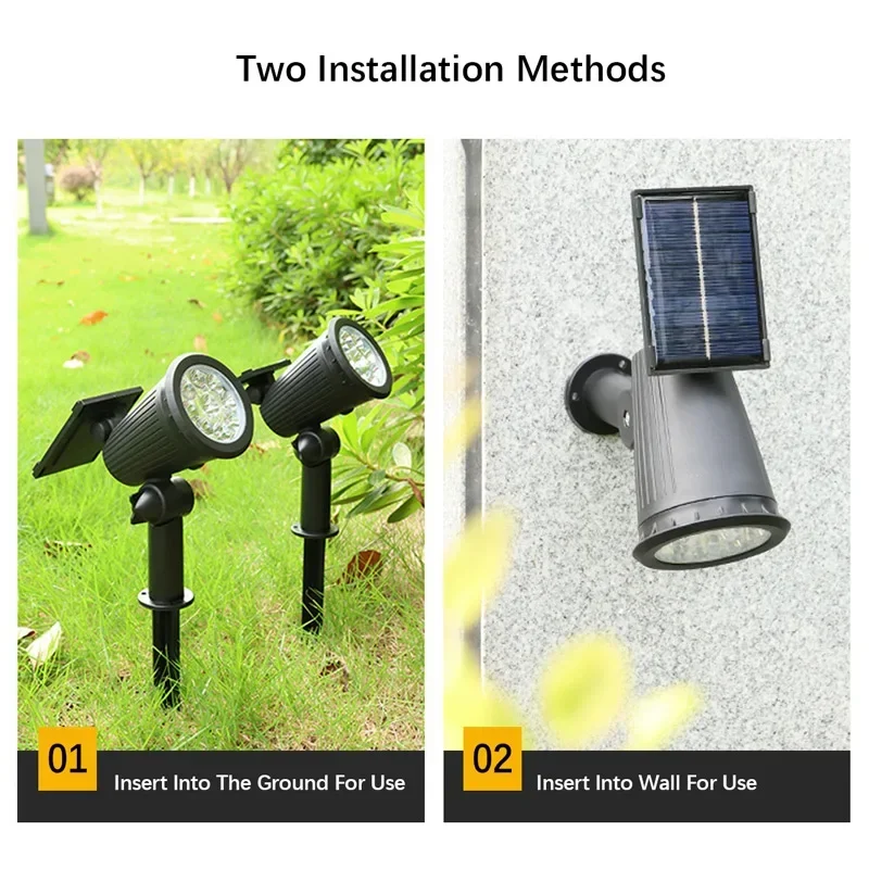 9 LED Solar Spotlights Outdoor Waterproof Spotlights Backyard Lighting Ground Mounted Lawn Lights With Adjustable Brightness