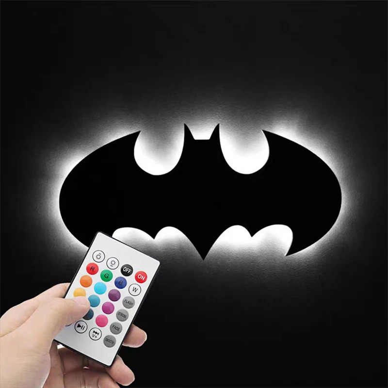 3D creative LED bat glowing wall light interior decoration background atmosphere light USB colorful night light