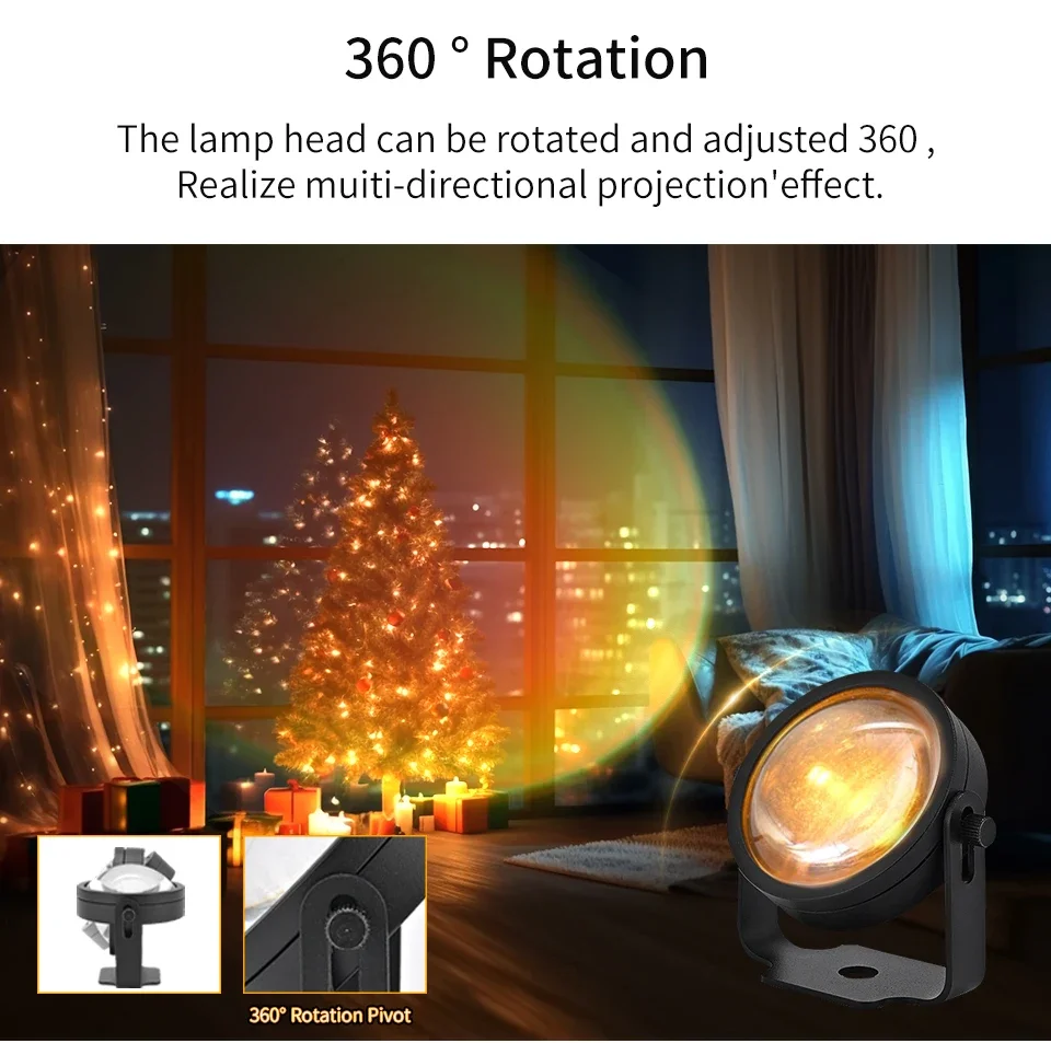 Smart Sunset Lamp Tuya USB Sunset Projector Light RGB Smart Life APP Remote For Room Photography Background Decor Lighting