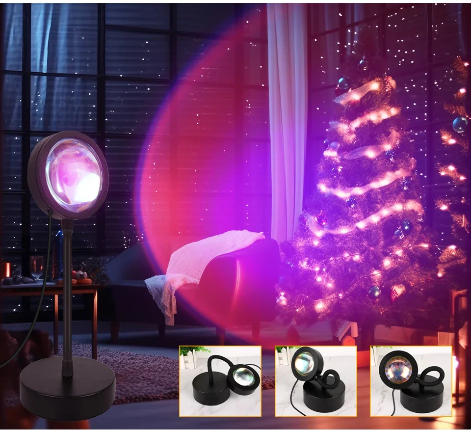 Smart Sunset Lamp Tuya USB Sunset Projector Light RGB Smart Life APP Remote For Room Photography Background Decor Lighting