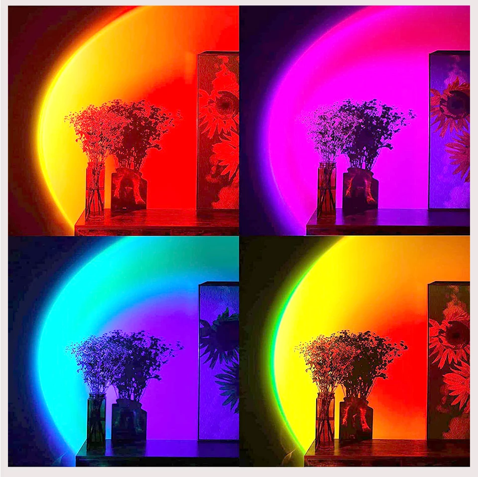 Smart Sunset Lamp Tuya USB Sunset Projector Light RGB Smart Life APP Remote For Room Photography Background Decor Lighting
