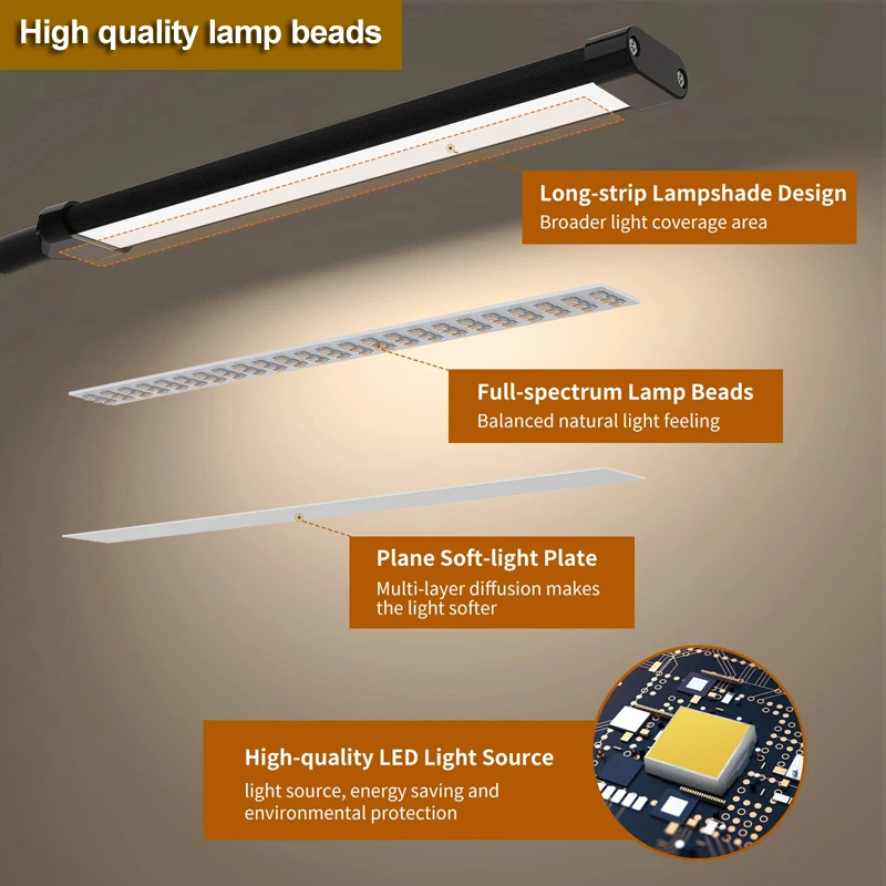 LED Desk Lamp Clamp Adjustable Foldable USB Powered Eye Protection Reading Bedside Table Light for Bedroom Study Dorm Office