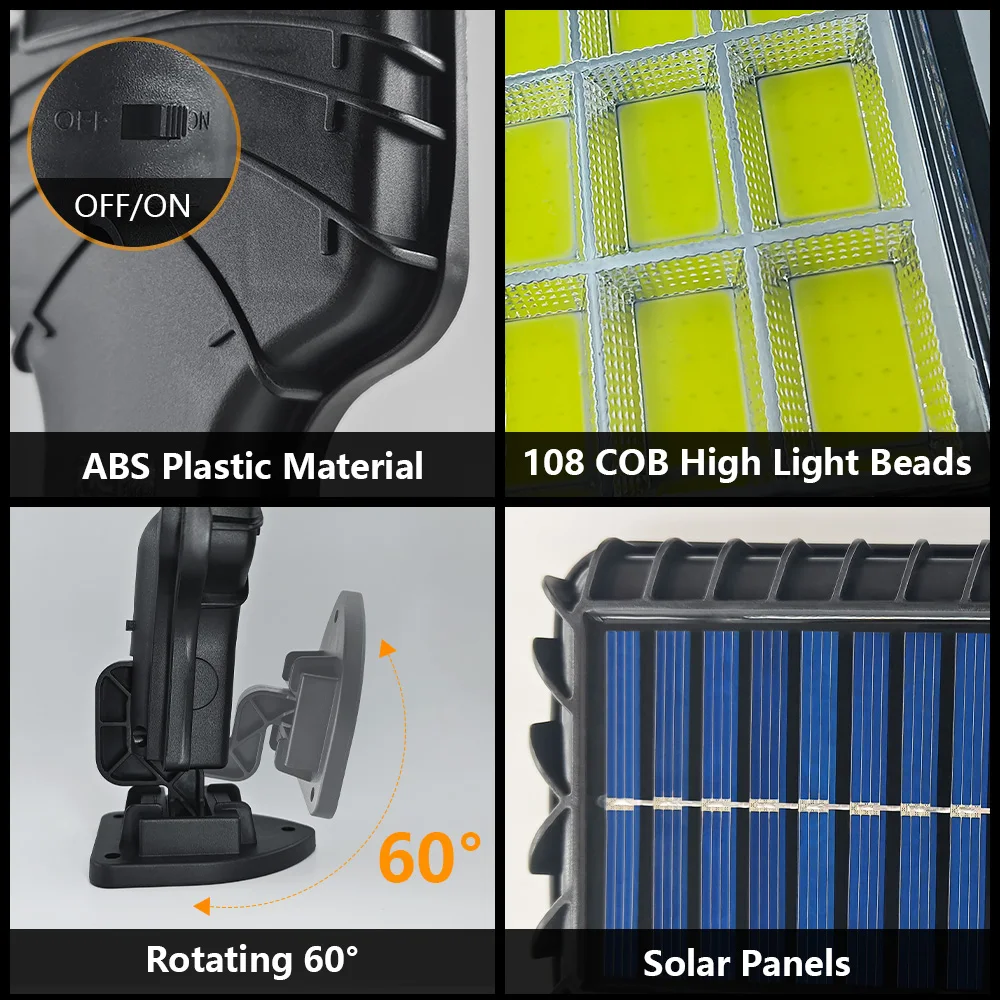600W Powerful Outdoor Solar LED Street Lamp IP65Waterproof Solar Lamp Outdoor Courtyard Wall Light Garage Lighting Terrace Decor