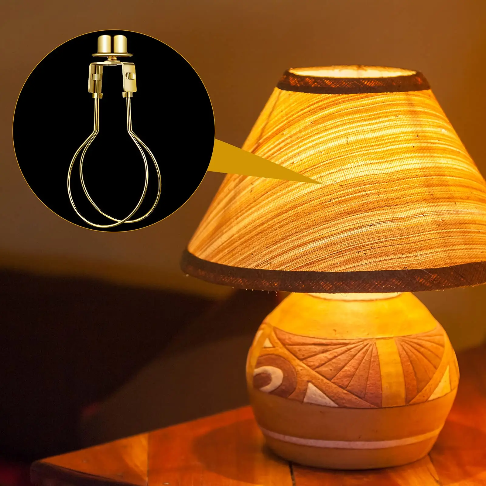 2 Pack Clip On Lampshade Adapters, Including a Cap to Secure the Shade and a Shade Leveler, Lampshade Holder for Bulbs