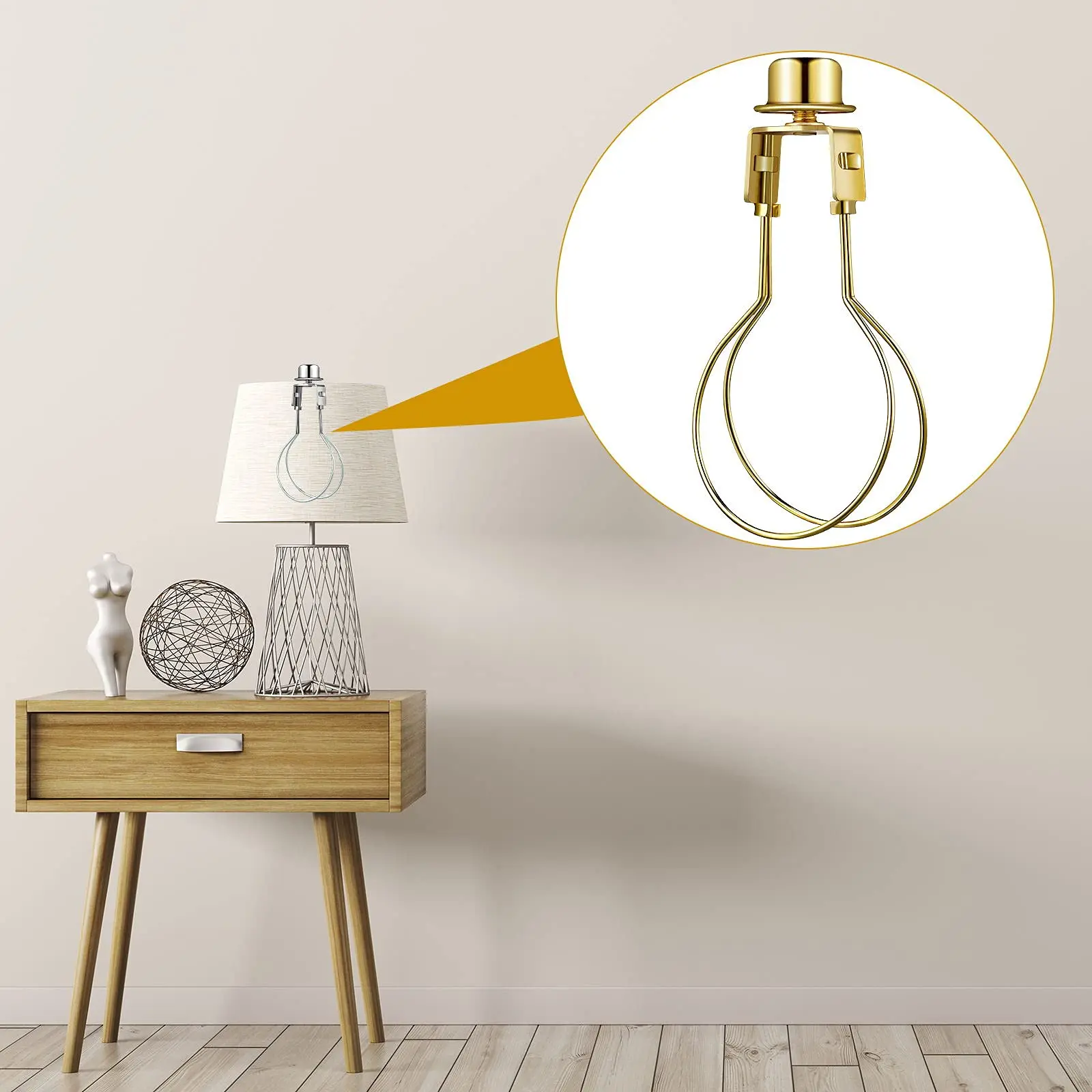 2 Pack Clip On Lampshade Adapters, Including a Cap to Secure the Shade and a Shade Leveler, Lampshade Holder for Bulbs
