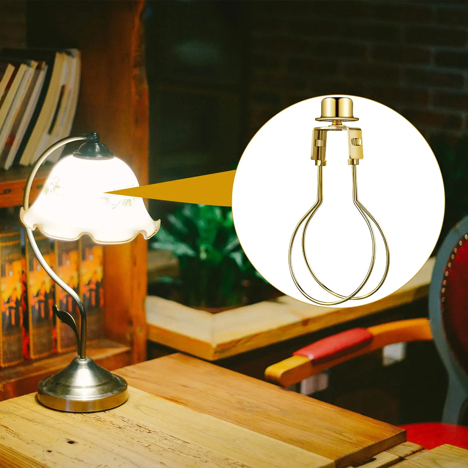 2 Pack Clip On Lampshade Adapters, Including a Cap to Secure the Shade and a Shade Leveler, Lampshade Holder for Bulbs