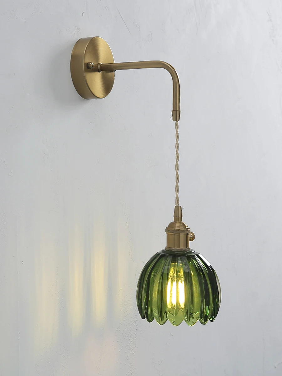 Modern Floral Glass Wall Lights LED Bedroom Study Lighting Fixtures with Adjustable Wall Sconce Colorful Simple Bedside Lamp E27