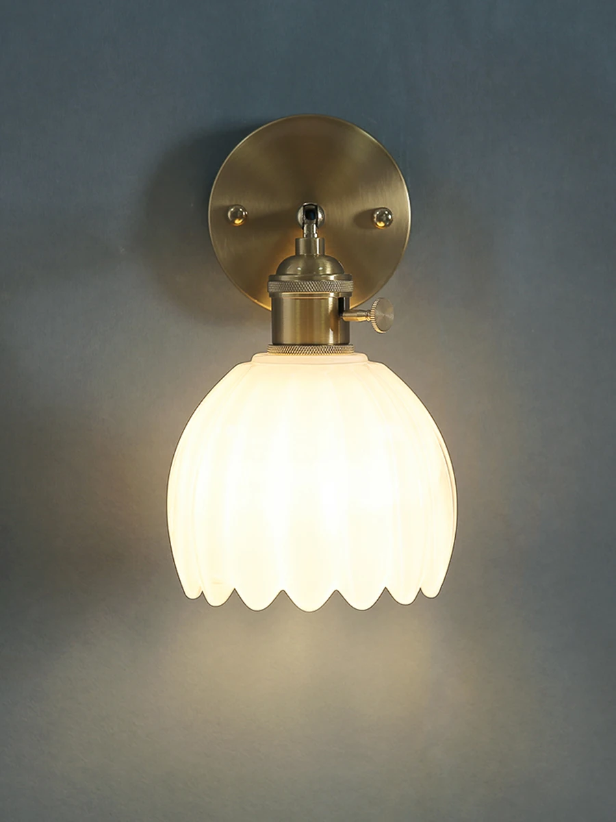 Modern Floral Glass Wall Lights LED Bedroom Study Lighting Fixtures with Adjustable Wall Sconce Colorful Simple Bedside Lamp E27