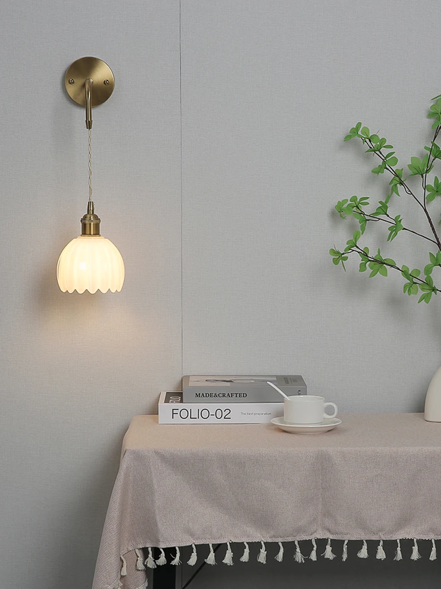Modern Floral Glass Wall Lights LED Bedroom Study Lighting Fixtures with Adjustable Wall Sconce Colorful Simple Bedside Lamp E27