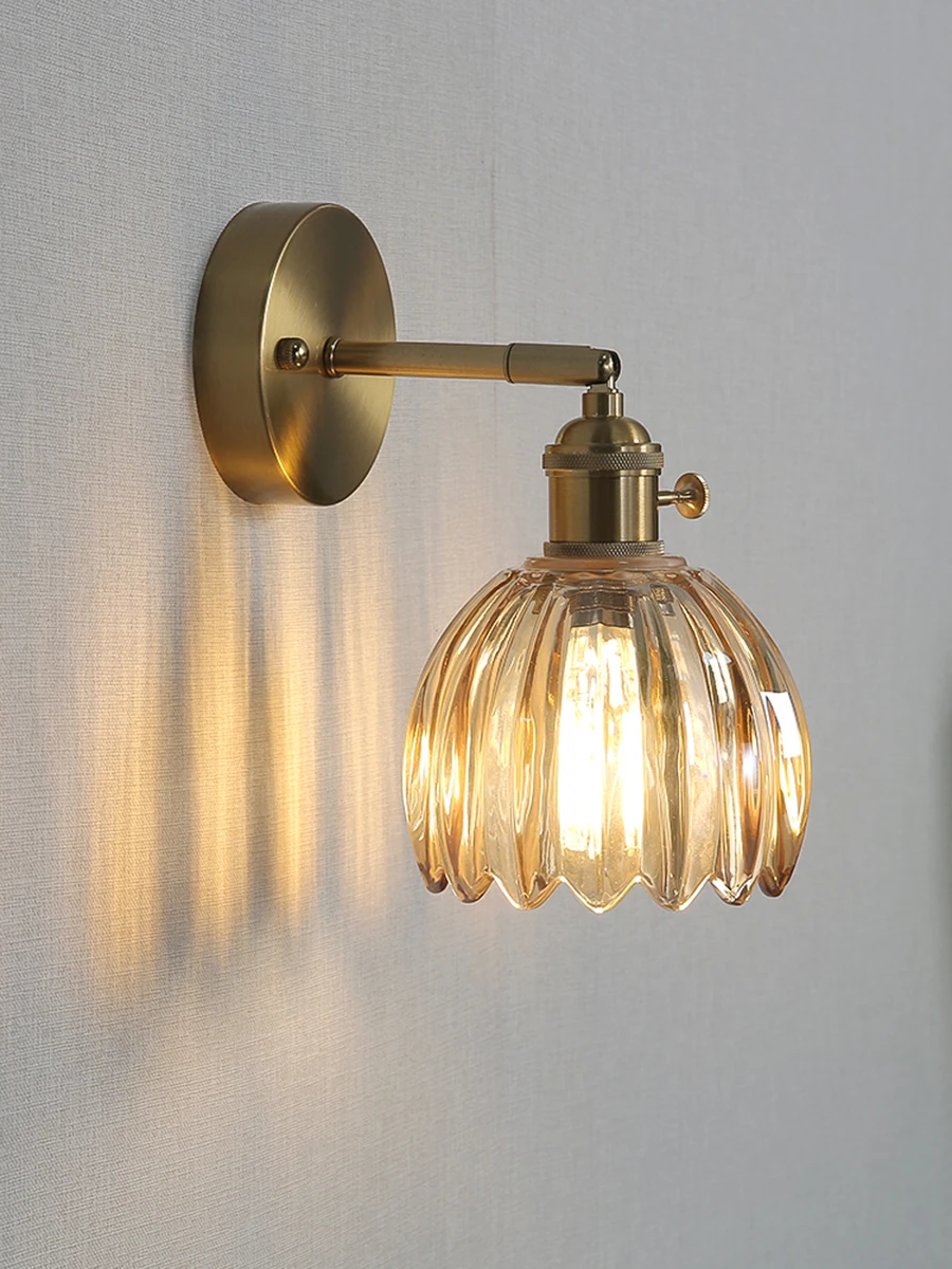 Modern Floral Glass Wall Lights LED Bedroom Study Lighting Fixtures with Adjustable Wall Sconce Colorful Simple Bedside Lamp E27