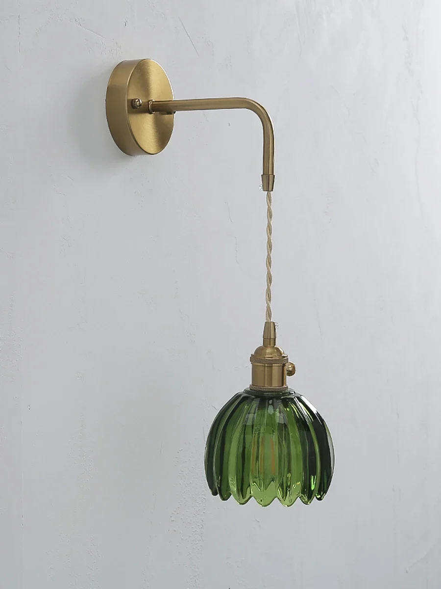 Modern Floral Glass Wall Lights LED Bedroom Study Lighting Fixtures with Adjustable Wall Sconce Colorful Simple Bedside Lamp E27