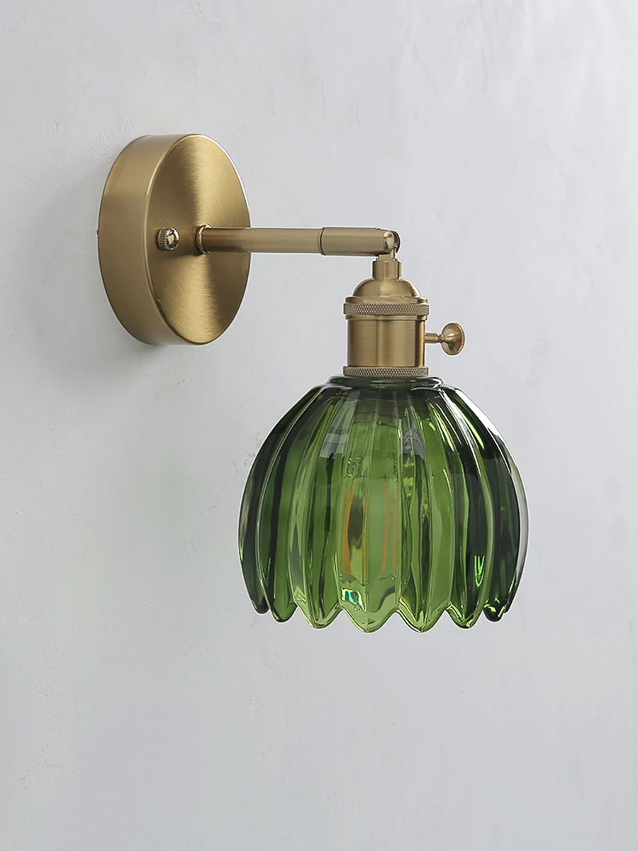 Modern Floral Glass Wall Lights LED Bedroom Study Lighting Fixtures with Adjustable Wall Sconce Colorful Simple Bedside Lamp E27