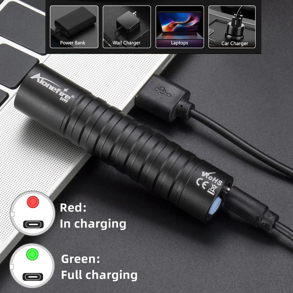 Mini 365nm 395nm UV Flashlight USB Rechargeable Ultraviolet Torch Pet Urine Cat Tinea Marker Money Ore Scorpion Fluorescent Lamp
