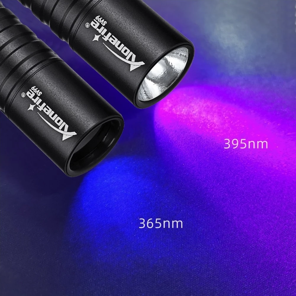 Mini 365nm 395nm UV Flashlight USB Rechargeable Ultraviolet Torch Pet Urine Cat Tinea Marker Money Ore Scorpion Fluorescent Lamp