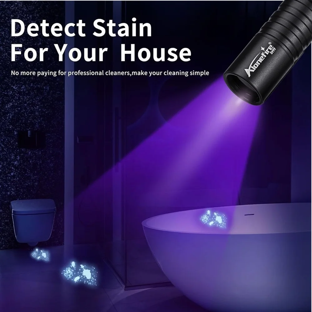 Mini 365nm 395nm UV Flashlight USB Rechargeable Ultraviolet Torch Pet Urine Cat Tinea Marker Money Ore Scorpion Fluorescent Lamp