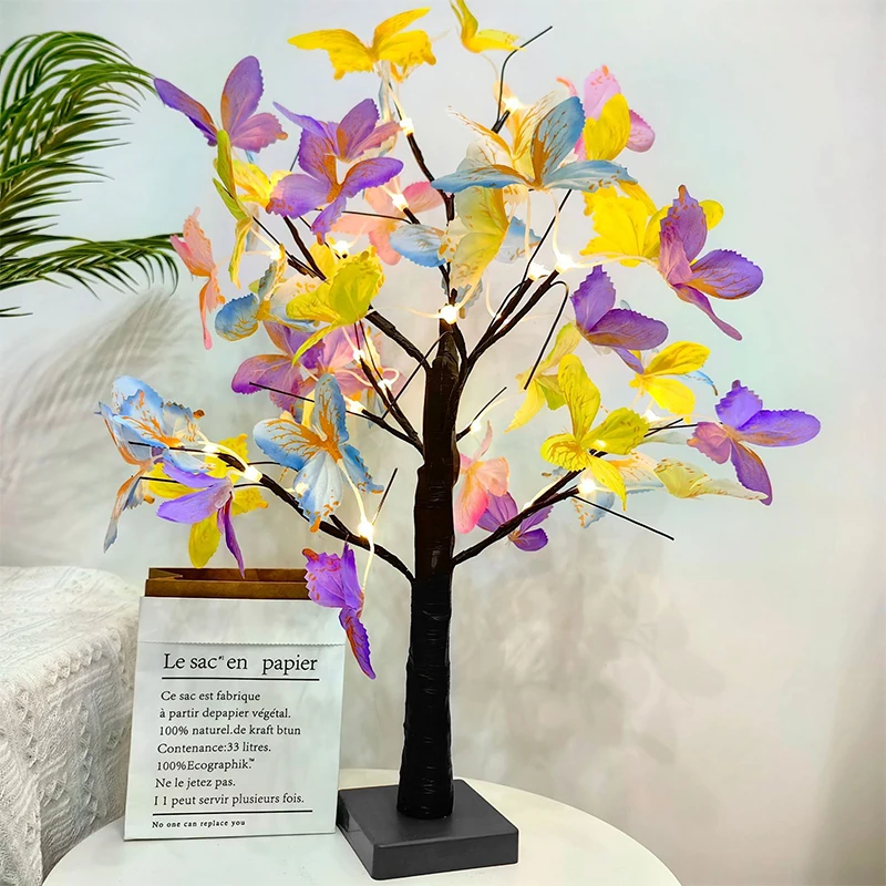 Tabletop Bonsai Tree Lights, Butterfly Tree Lamp, DIY Decorative LED Night Light,for Gift Party Holiday Camping Summer Home Deco