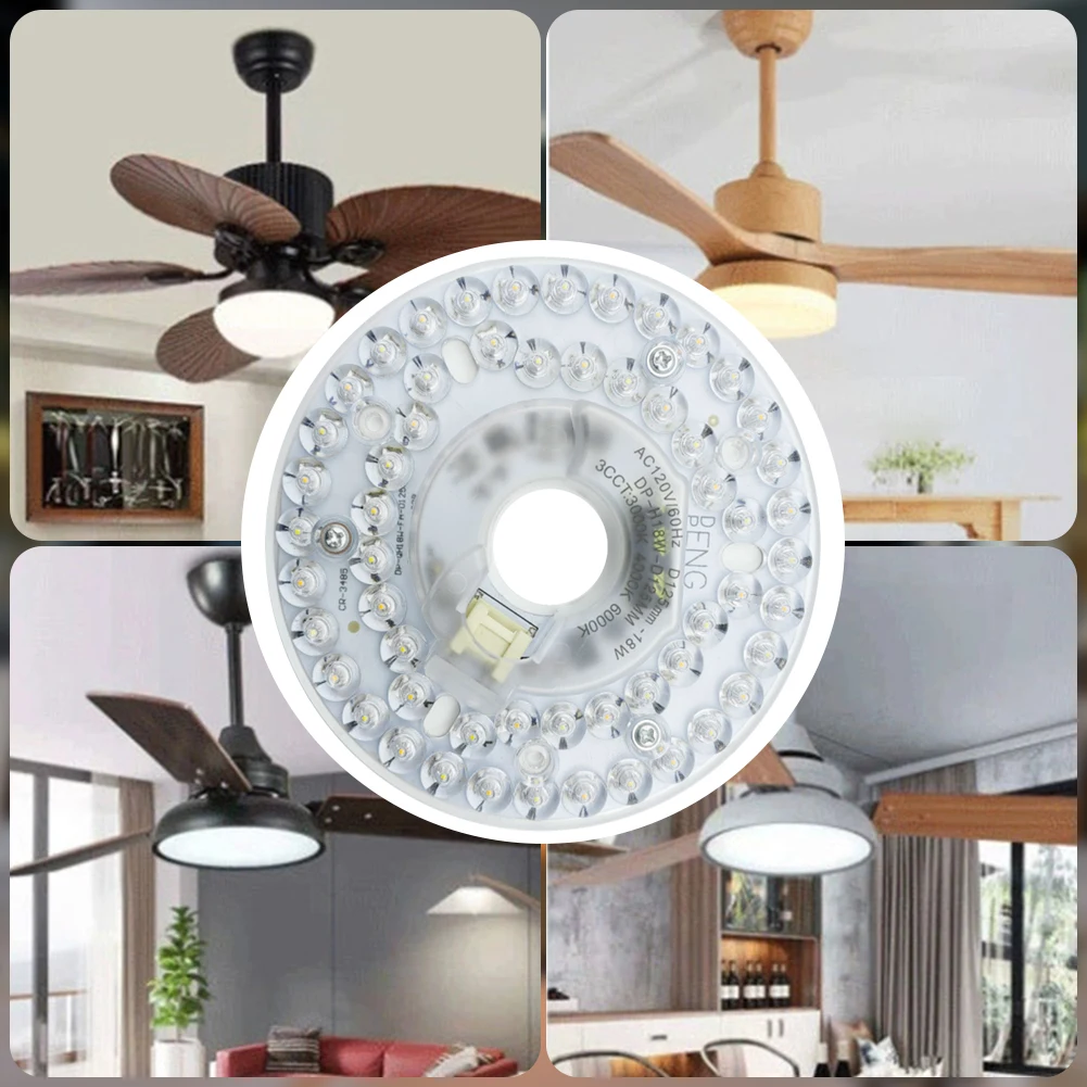 3.9/4.9/6.2 Inch 15/18/24W Ceiling Fan Light Retrofit Kit 110/220V Ceiling Fan Light Replacement Panel Pendant Light Round Panel