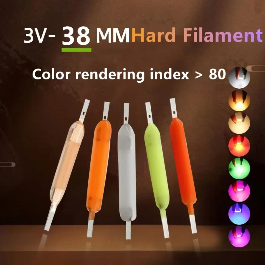 A Box 3V 38mm LED Filament Multicolour COB Edison Bulb Lamp Incandescent Light Diodes DIY Accessories Holiday Lighting Source