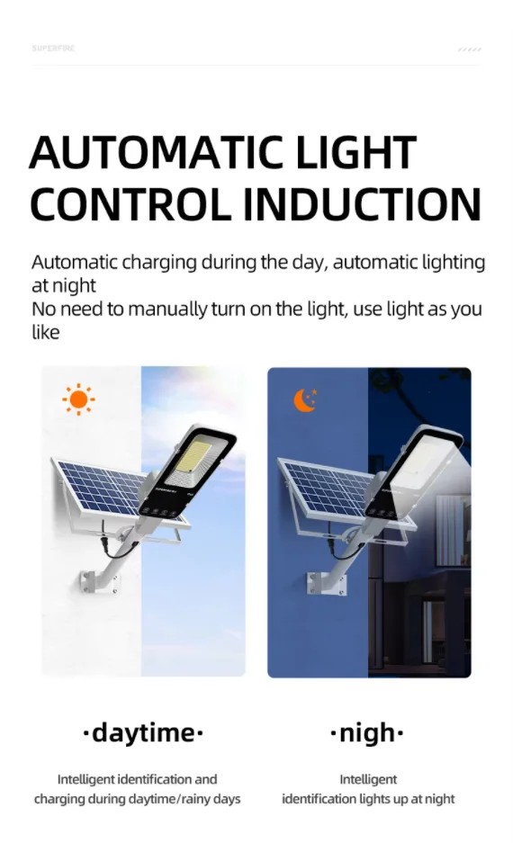 300W Powerful Solar Light Outdoor Solar Street Light 6000mah Waterproof Automatic Dusk to Dawn Street Light For Garage Garden