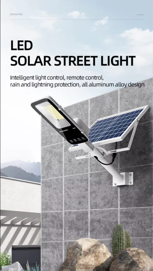 300W Powerful Solar Light Outdoor Solar Street Light 6000mah Waterproof Automatic Dusk to Dawn Street Light For Garage Garden